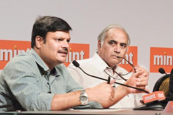 (From left) Assistant professor at Jawaharlal Nehru University Himanshu and BJP leader Seshadri Chari at the Mint pre-budget event.